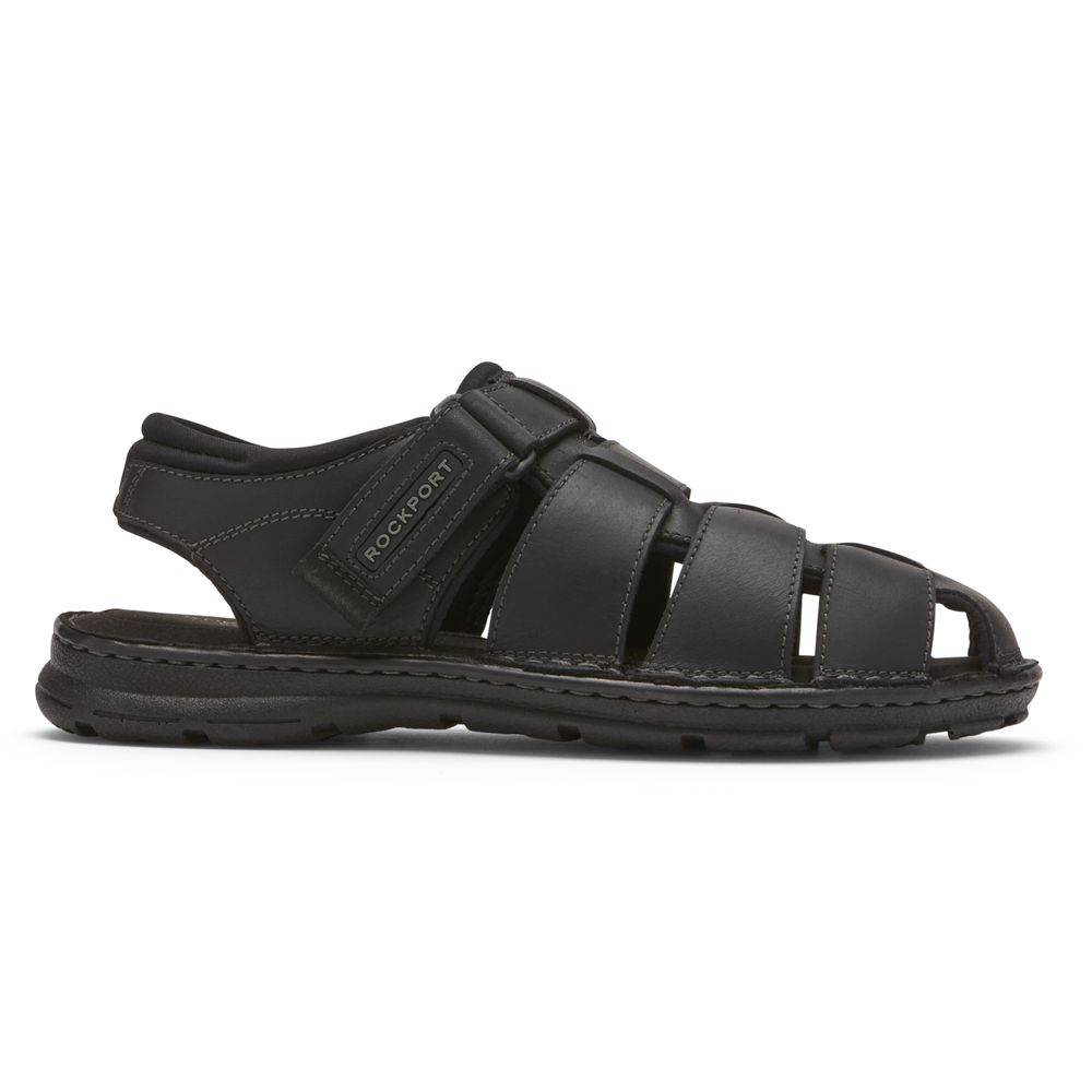 Rockport Darwyn Fisherman Slingback - Mens Sandals - Black - NZ (SFV-209587)